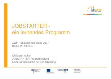 JOBSTARTER - ein lernendes Programm