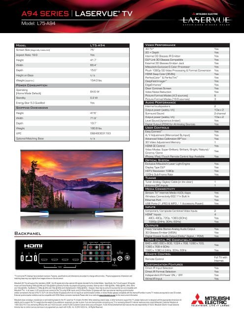 Spec Sheet - Mitsubishi