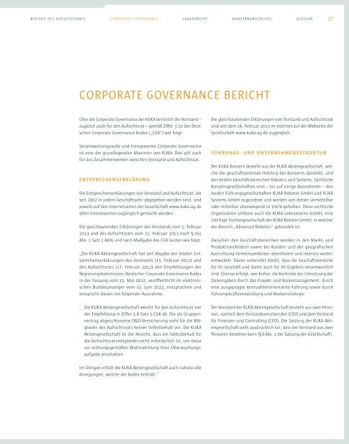 Corporate Governance Bericht 2012 (PDF) - KUKA Aktiengesellschaft