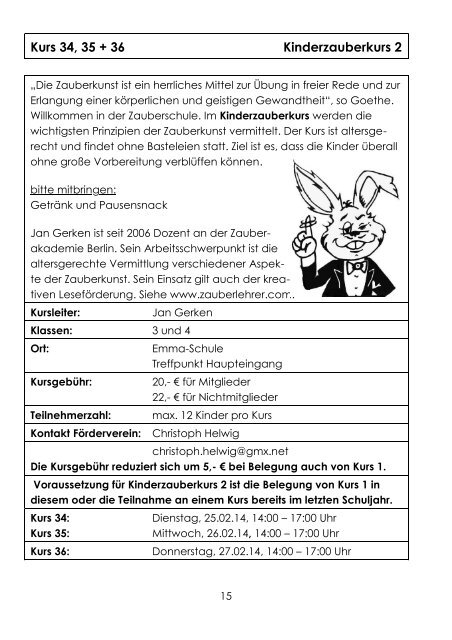 Kursheft 2013/14 - Förderverein der Emma-Schule