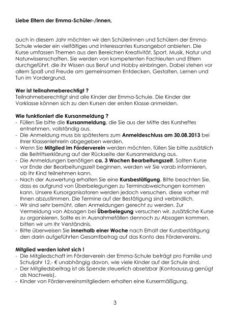 Kursheft 2013/14 - Förderverein der Emma-Schule