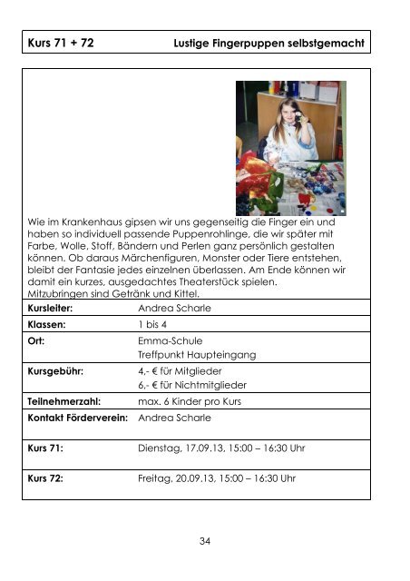 Kursheft 2013/14 - Förderverein der Emma-Schule