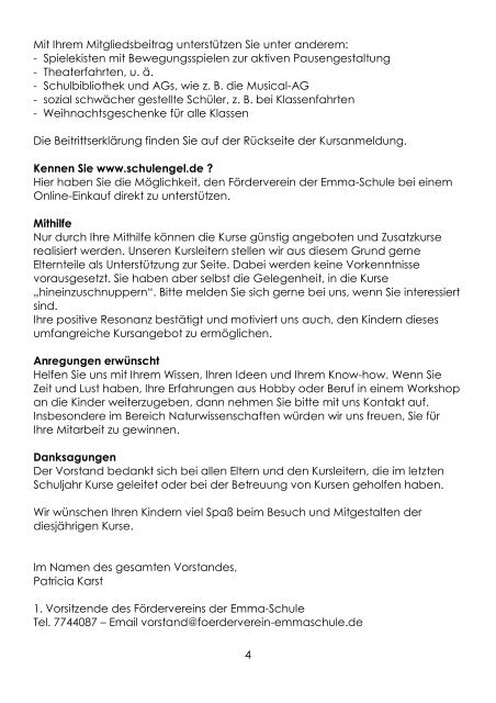 Kursheft 2013/14 - Förderverein der Emma-Schule