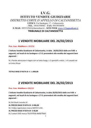 26/02/2013 trib. di caltanissetta - 123aggiudicato.it