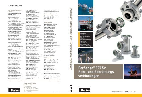 Parflange® F37für Rohr- und Rohrleitungs- verbindungen