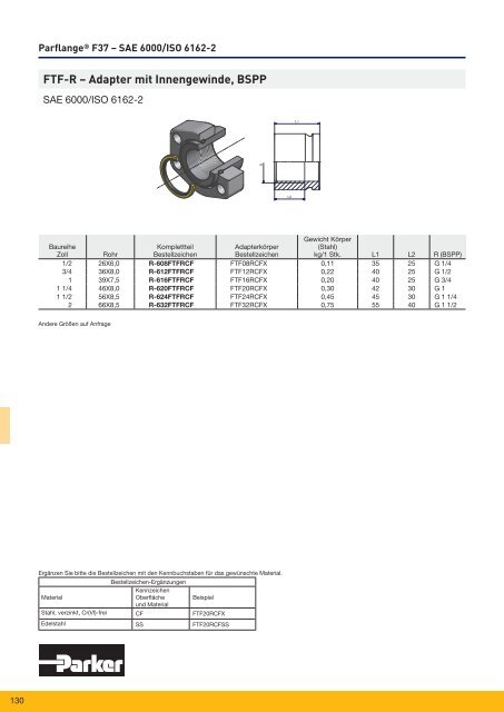 Parflange® F37für Rohr- und Rohrleitungs- verbindungen