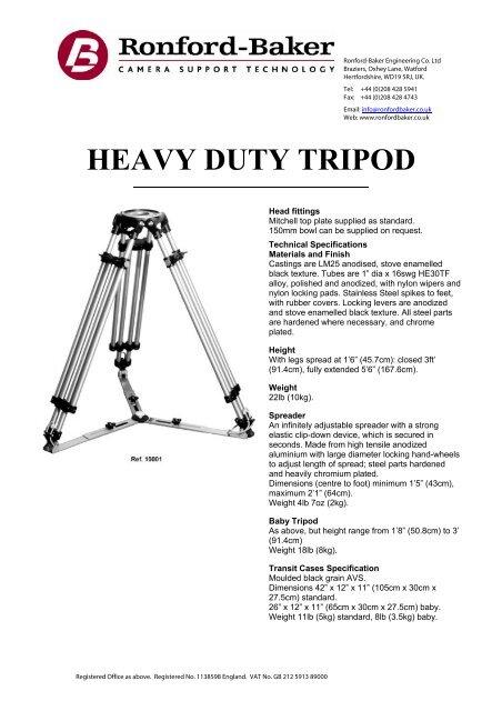 HEAVY DUTY TRIPOD - Ronford-Baker