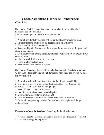 Condo Association Hurricane Preparedness Checklist - Bristol ...