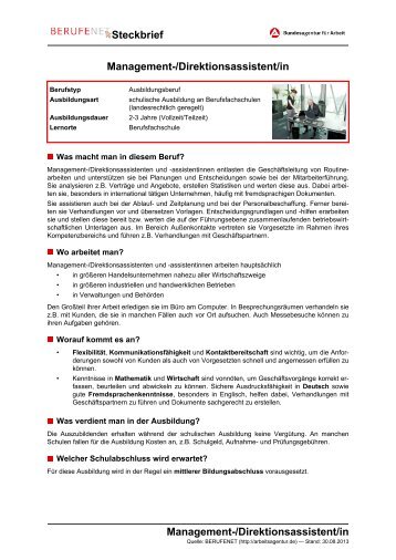 Management-/Direktionsassistent/in ( PDF ) - Planet Beruf.de