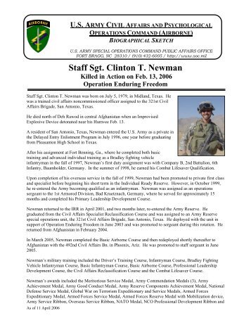 SSG Clinton T. Newman - U.S. Army Special Operations Command