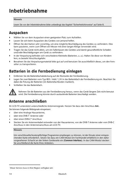 (SAT, DVB-T, Decoder etc.) anschließen - Medion