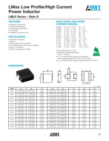 LMax Low Profile/High Current Power Inductor LMLP Series ... - AVX