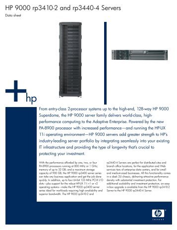 HP 9000 rp3410-2 and rp3440-4 Servers - Alimar Technologies