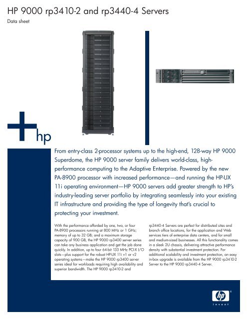 HP 9000 rp3410-2 and rp3440-4 Servers - Alimar Technologies