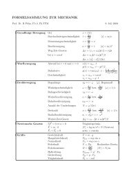 FORMELSAMMLUNG ZUR MECHANIK