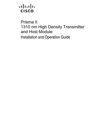 Prisma II 1310 nm High Density Transmitter and Host Module ...