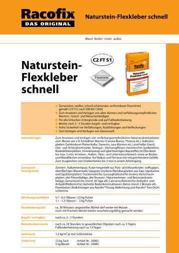 Naturstein- Flexkleber schnell - Racofix Bauchemie