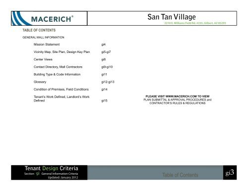 San Tan Village General Information Criteria - Macerich