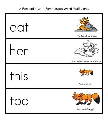 A Fox and a Kit First Grade Word Wall Cards - Little Book Lane