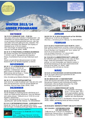 oktober november dezember februar märz april januar - Skiclub ...