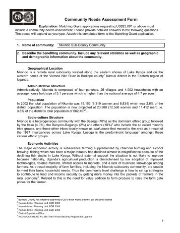 Community Needs Assessment Form - Matching Grants