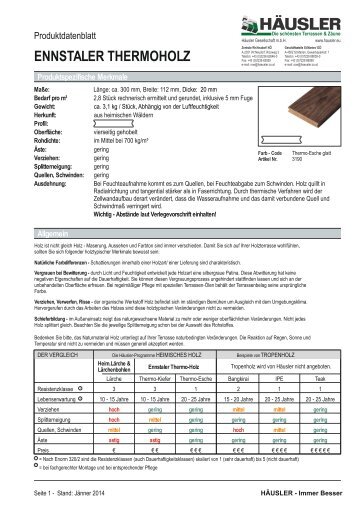 ENNSTALER THERMOHOLZ - Häusler