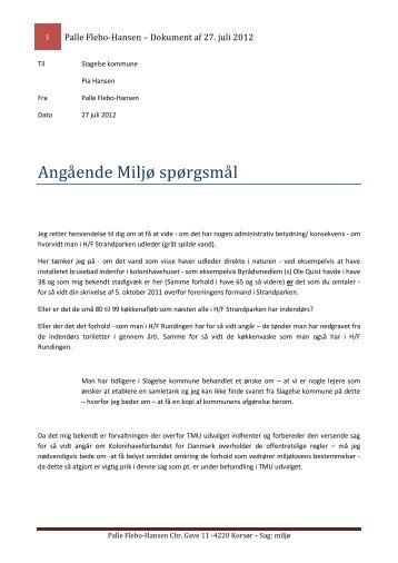 Palle Flebo-Hansen â Dokument af 27. juli 2012