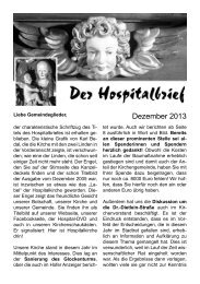 Der Hospitalbrief - Dezember 2013 - Hospitalkirche Hof