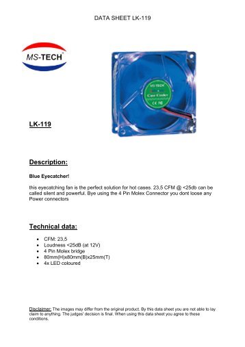 LK-119 Description: Technical data: - MS-Tech