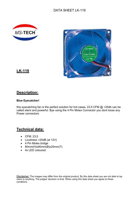 LK-119 Description: Technical data: - MS-Tech