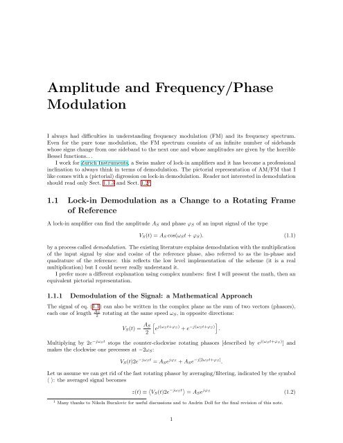 Amplitude and Frequency/Phase Modulation - Zurich Instruments