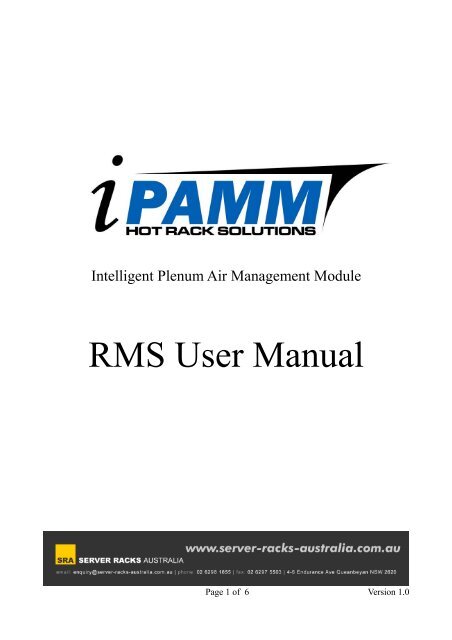 iPAMM RMS User Manual - Server Racks Australia