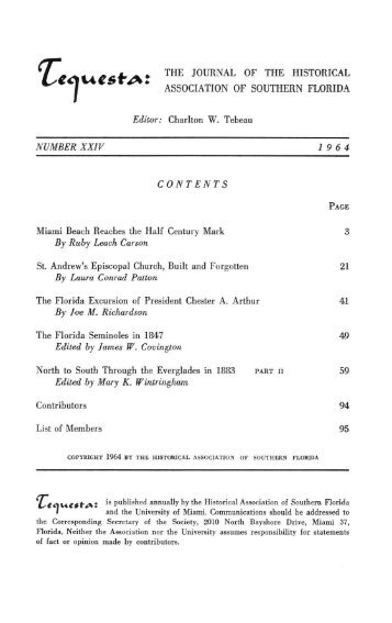 Tequesta : Number 24/1964 - FIU Digital Collections