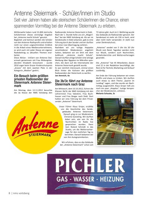 Schulzeitung - nms Voitsberg - Ausgabe 3