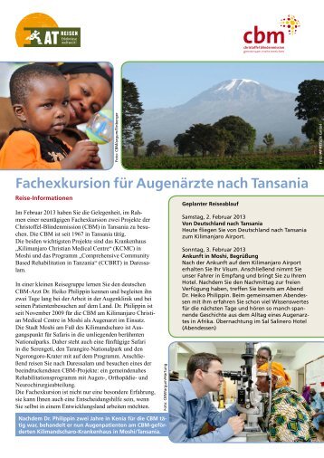 Fachexkursion für Augenärzte  nach Tansania - Christoffel ...