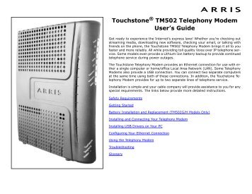 Touchstone TM502 Telephony Modem User's Guide - Arris