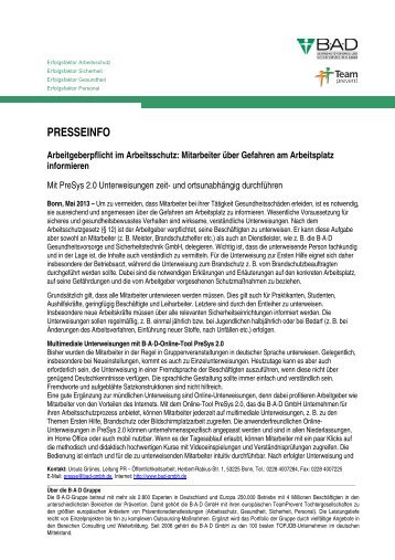 PRESSEINFO - B-A-D Gesundheitsvorsorge und Sicherheitstechnik ...