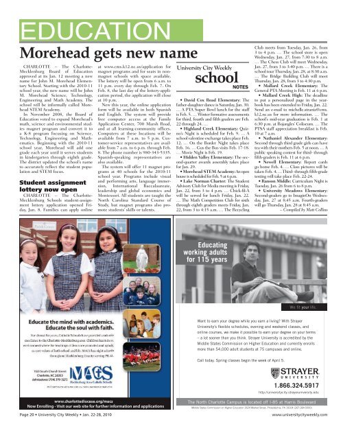 University City - Carolina Weekly Newspapers