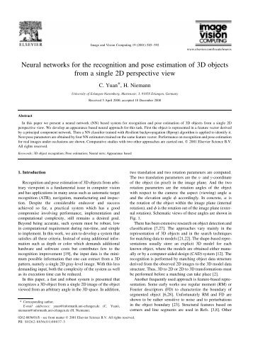 Neural networks for the recognition and pose estimation of 3D ...