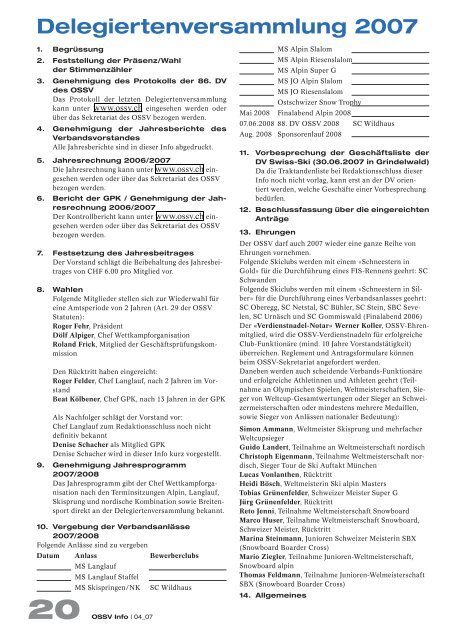 OSSV Info Nr. 4 - Mai 2007