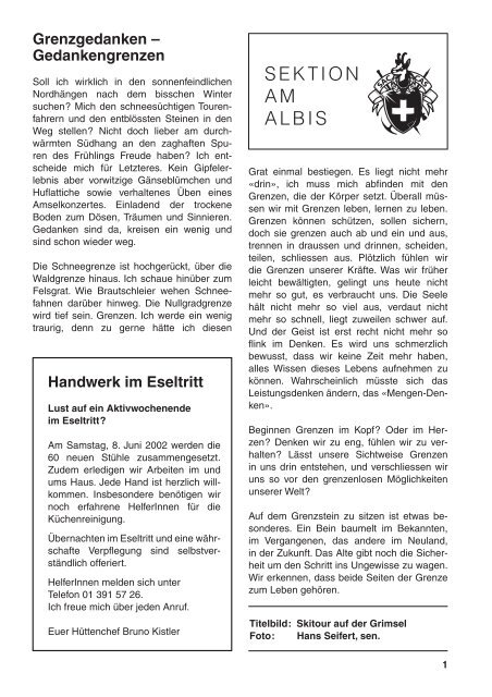 5/2002 SAC SEKTION AM ALBIS - SAC Sektion Albis