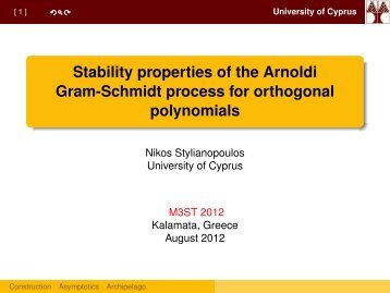 Stability properties of the Arnoldi Gram-Schmidt process for ...