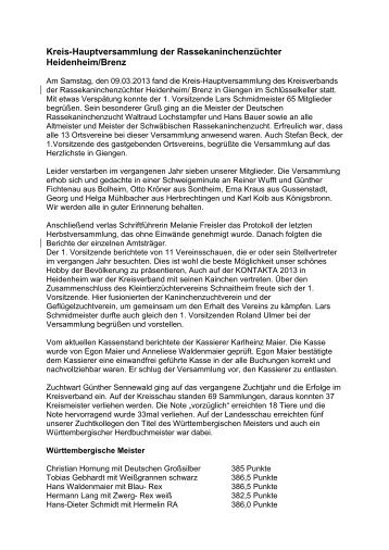Jahreshauptversammlung des KV Heidenheim - Landesverband der ...