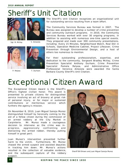 2010 Annual Report - Santa Barbara County Sheriff's Department