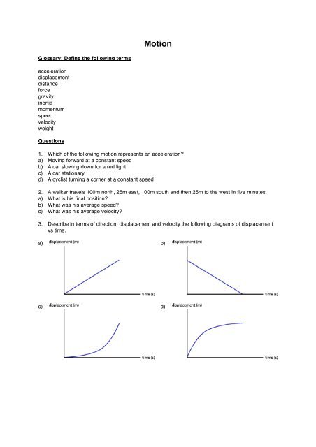 Velocity-Time Graphs Questions, Worksheets and Revision