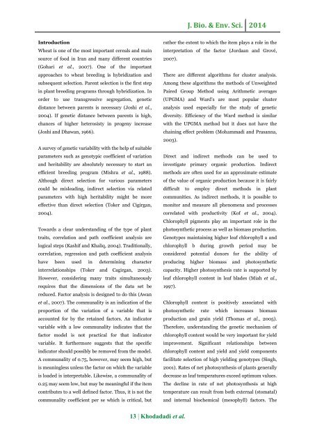 Genetic diversity and heritability of chlorophyll content and photosynthetic indexes among some Iranian wheat genotypes