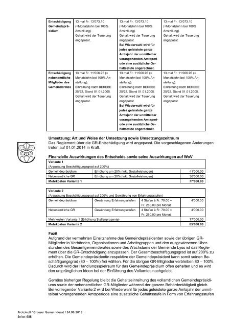 der 23. Sitzung des Grossen Gemeinderates Lyss ... - Gemeinde Lyss