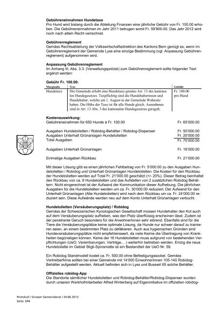 der 23. Sitzung des Grossen Gemeinderates Lyss ... - Gemeinde Lyss