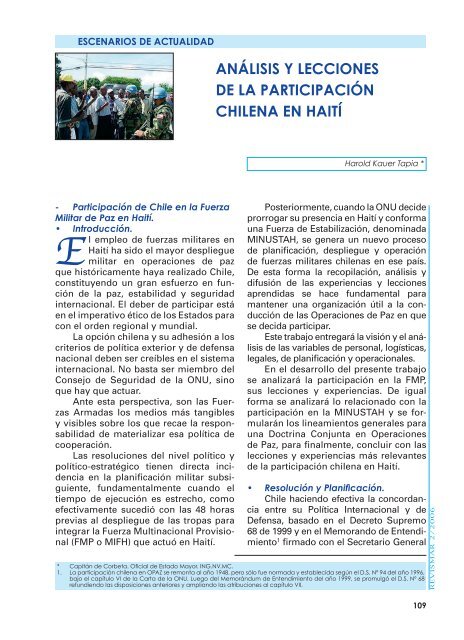 análisis y lecciones de la participación chilena ... - Revista de Marina