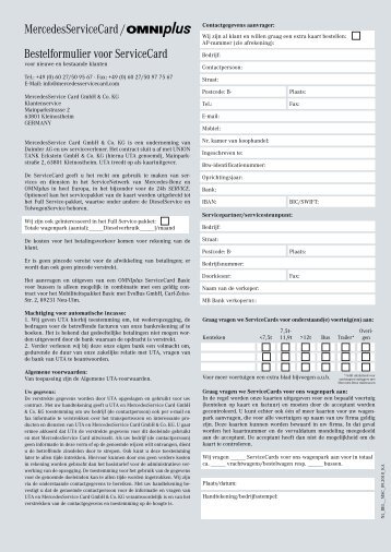 Bestelformulier voor ServiceCard MercedesServiceCard / - Omniplus